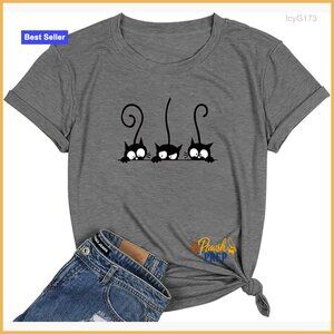 Soft Cotton Short Sleeve T-Shirt with Animal Print, Crew Neck, Casual Top